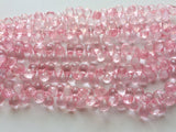 7x11 mm Rose Pink Coated Crystal Micro Faceted Tear Drop Beads, Crystal Quartz