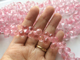 7x11 mm Rose Pink Coated Crystal Micro Faceted Tear Drop Beads, Crystal Quartz