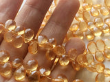 5x8 mm Citrine Coated Crystal Bead, Crystal Faceted Pear Beads, Citrine Color