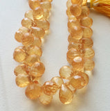 7x11 mm Citrine Color Coated Crystal Quartz Micro Faceted Tear Drop Beads