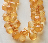 7x11 mm Citrine Color Coated Crystal Quartz Micro Faceted Tear Drop Beads