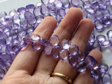 7x10mm To 8x11mm Amethyst Color Coated Crystal Quartz Faceted Pear Bead, Purple