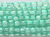 7-8 mm Light Emerald Green Color Coated Crystal Quartz Faceted Box Cube Beads