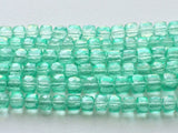 7-8 mm Light Emerald Green Color Coated Crystal Quartz Faceted Box Cube Beads