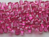 7x10 mm To 8x11 mm Hot Pink Coated Crystal Quartz Faceted Pear Beads, Crystal