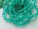 7-8 mm Emerald Green Color Coated Crystal Quartz Faceted Box Cube Beads, Green