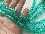 7-8 mm Emerald Green Color Coated Crystal Quartz Faceted Box Cube Beads, Green