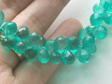 6x9 mm Emerald Green Color Crystal Quartz Coated Crystal Tear Drop Beads, 4 In