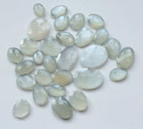 10mm-14mm Gray Moonstone Rose Cut Flat back Cabochon, Faceted 5 Pc Moonstone