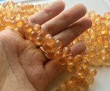 7x11 mm Citrine Color Coated Crystal Quartz Micro Faceted Tear Drop Beads