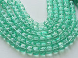 7-8 mm Light Emerald Green Color Coated Crystal Quartz Faceted Box Cube Beads