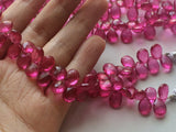 7x10 mm To 8x11 mm Hot Pink Coated Crystal Quartz Faceted Pear Beads, Crystal