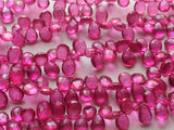 7x10 mm To 8x11 mm Hot Pink Coated Crystal Quartz Faceted Pear Beads, Crystal