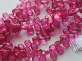 7x10 mm To 8x11 mm Hot Pink Coated Crystal Quartz Faceted Pear Beads, Crystal