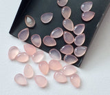 7x10mm Rose Pink Chalcedony Pear Cabochon, Rose Cut Light Pink Chalcedony