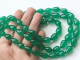 4x6-6x9 mm Emerald Green Quartz Plain Straight Drill Drop Beads, Hydro Green