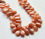 8x12 mm Peach Moonstone Plain Pear Beads, Peach Moonstone Plain Pears, 20 Pcs