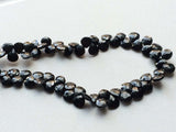 7 mm Black Spinel Faceted Heart Gemstone, Black Spinel Heart Briolettes