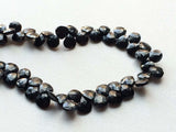 7 mm Black Spinel Faceted Heart Gemstone, Black Spinel Heart Briolettes