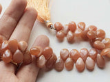 8x12 mm Peach Moonstone Plain Pear Beads, Peach Moonstone Plain Pears, 20 Pcs