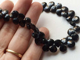 7 mm Black Spinel Faceted Heart Gemstone, Black Spinel Heart Briolettes