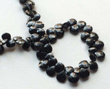 7 mm Black Spinel Faceted Heart Gemstone, Black Spinel Heart Briolettes