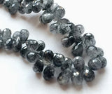 5x7 mmTo 9x6 mm Rutile Quartz Faceted Tear Drop Beads, Rutile Black Faceted