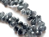 5x7 mmTo 9x6 mm Rutile Quartz Faceted Tear Drop Beads, Rutile Black Faceted