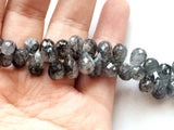 5x7 mmTo 9x6 mm Rutile Quartz Faceted Tear Drop Beads, Rutile Black Faceted