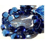 11x11 mm Royal Blue Hydro Quartz Micro Faceted Heart Briolette, Blue Hydro Beads