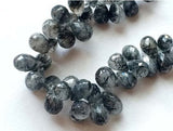 5x7 mmTo 9x6 mm Rutile Quartz Faceted Tear Drop Beads, Rutile Black Faceted