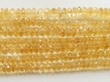 7mm-9mm Citrine Faceted Rondelle, Sparkling Golden Orange Citrine Faceted