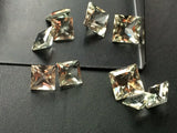 8mm Square Green Amethyst Loose Cut Stone Lot, Faceted Princess Diamond Cut