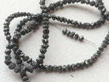 3-3.5mm Black Rough Diamonds Uncut Beads For Jewelry - (4IN TO16IN Options)