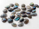 15-19mm Labradorite Rose Cut Cabochons, Labradorite Faceted Flat Back Cabochons