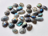 15-19mm Labradorite Rose Cut Cabochons, Labradorite Faceted Flat Back Cabochons