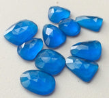 15-22mm Blue Hydro Quartz Rose Cut Cabochons, Hydro Quartz Faceted Gemstones