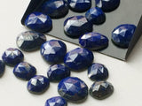 10-17mm Lapis Lazuli Faceted Cabochons, Lapis Lazuli Flat Back Rose Cut Cabochon