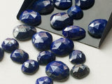 17-20mm Lapis Lazuli Faceted Cabochons, Lapis Lazuli Flat Back Rose Cut