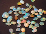 6-11mm Ethiopian Welo Opal Cabochons, Fire Opal Flat Back Beads, Enhanced 5 Pcs