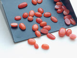 6-7mm Japan Coral Plain Oval, Original Natural Coral Cabochon, Loose Japan Coral