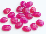 15-20mm Pink Chalcedony Rose Cut Cabochons, Dark Pink Flat Back, Pink Rose Cut