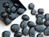 13-17mm Black Onyx Rose Cut Cabochons. Black Onyx Faceted Flat Back Cabochon