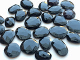 14-16mm Black Onyx Rose Cut Flat Back Cabochons, Black Onyx Faceted Cabochon