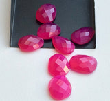 11-14mm Pink Chalcedony Rose Cut Cabochons, Hot Pink Faceted Free Form Flat Back