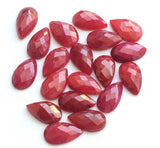 13x8mm Red Corundum Cabochons, Red Corundum Pear Rose Cut, Loose Flat Back