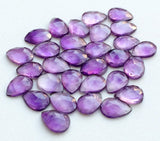 13x10mm Amethyst Colored Hydro Rose Cut Cabochons, Purple Quartz Flat Back Pear