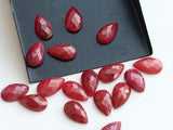 13x8mm Red Corundum Cabochons, Red Corundum Pear Rose Cut, Loose Flat Back