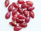 13x8mm Red Corundum Cabochons, Red Corundum Pear Rose Cut, Loose Flat Back