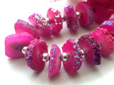 12-15 mm Hot Pink Solar Quartz, Rough Solar Quartz Slices, Solar Quartz